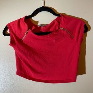Charlotte Russe Red Crop Top with Zippers